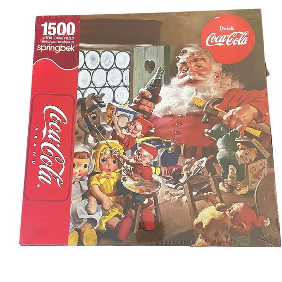 Springbok Santa's Workshop Coca-Cola 1500 Piece Jigsaw Puzzle NEW - Picture 1 of 4